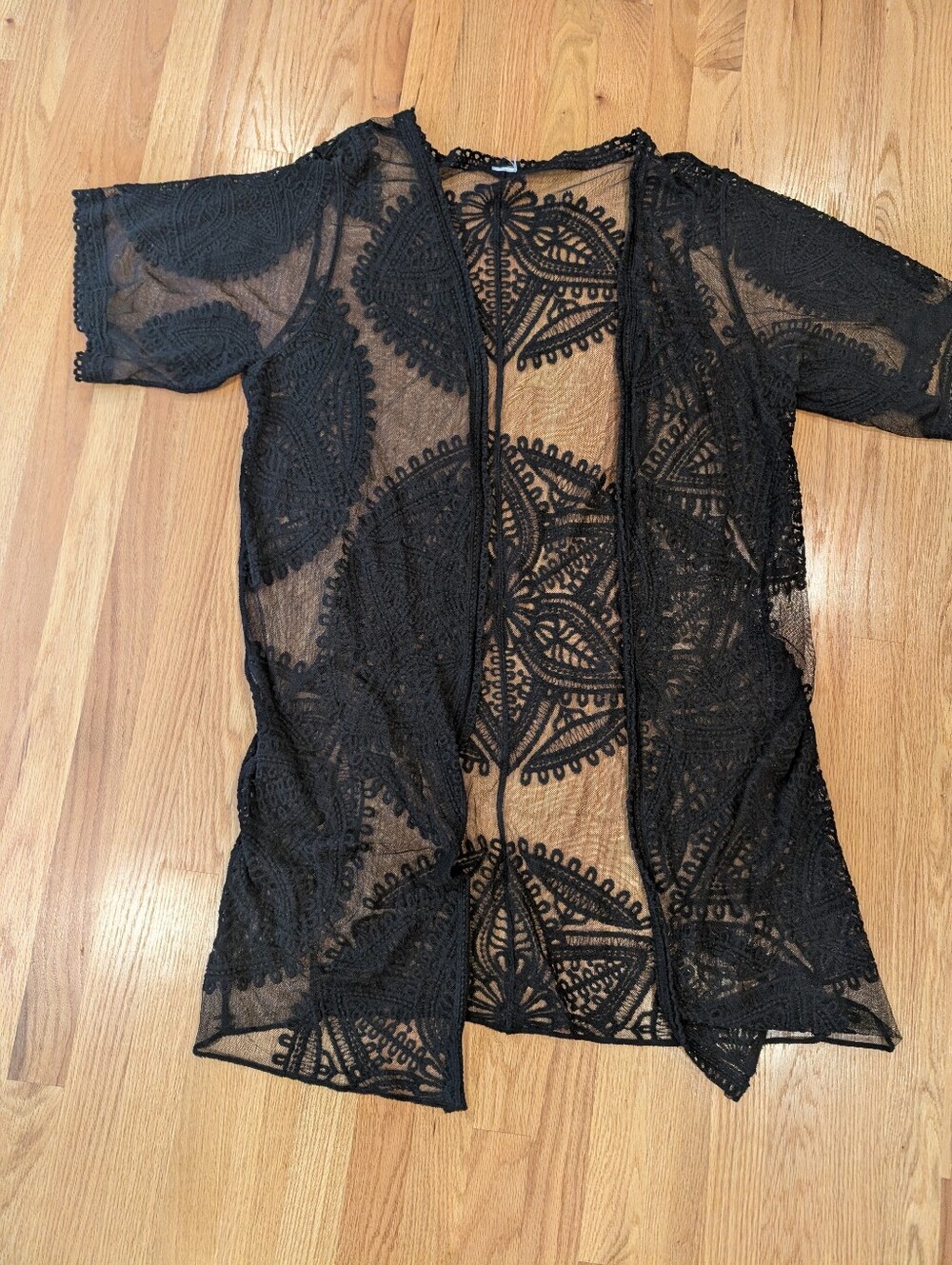 OSFM Black Lace Sheer Kimono